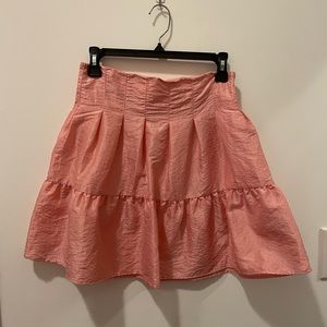 Topshop pink A-line tiered skirt